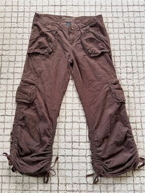 Arizona Jeans Brown Corduroy Utility Cargo Y2K wide leg pants festival embelish